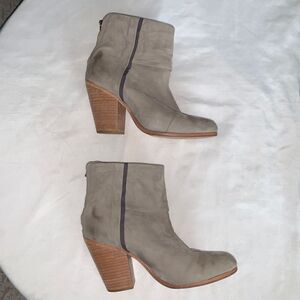 Rag & Bone The Classic Newbury Genuine Leather Stacked Wood Heel Ankle Booties